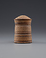 Cylindrical box, Wood, red pigment